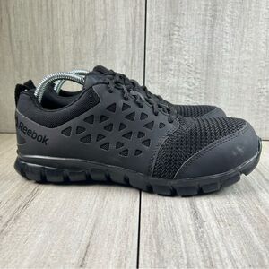 Reebok Sublite Cushion Composite Safety Toe Black Work Sneaker Shoe Mens Size 8
